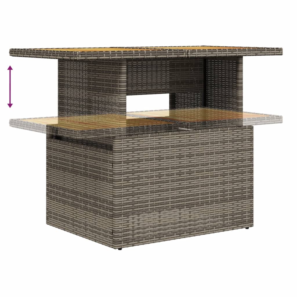 Tuintafel 100x55x73 cm poly rattan en acaciahout grijs - AllerleiShop