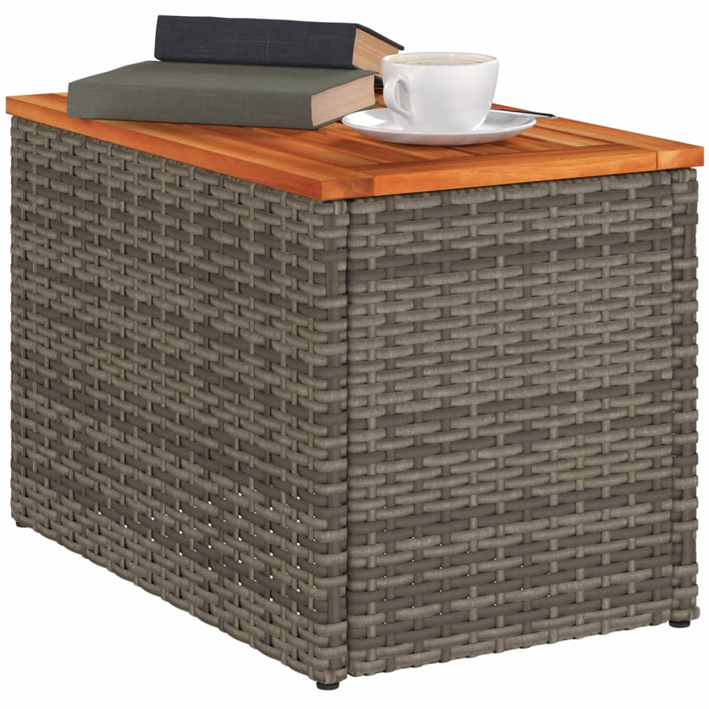 Tuinbijzettafels 2 st 55x34x37 cm poly rattan en hout grijs - AllerleiShop