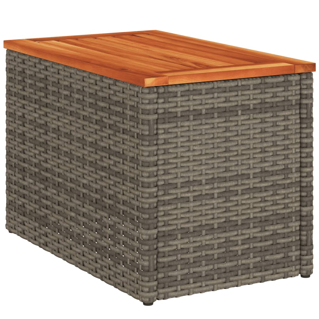 Tuinbijzettafels 2 st 55x34x37 cm poly rattan en hout grijs - AllerleiShop