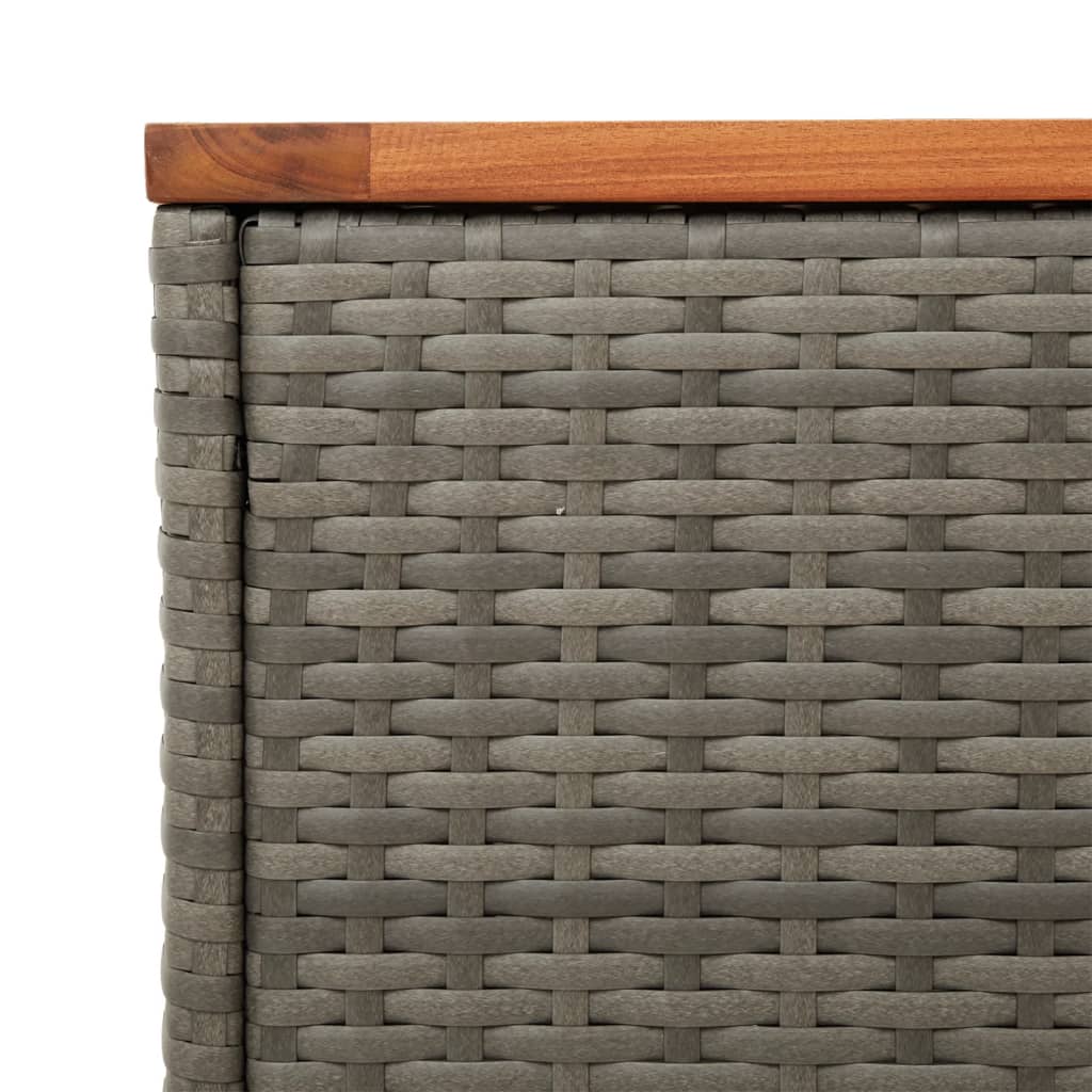 Tuinbijzettafels 2 st 55x34x37 cm poly rattan en hout grijs - AllerleiShop