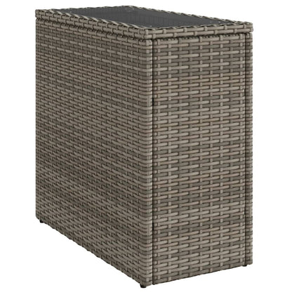 Tuinbijzettafel met glazen blad 58x27,5x55 cm poly rattan grijs - AllerleiShop