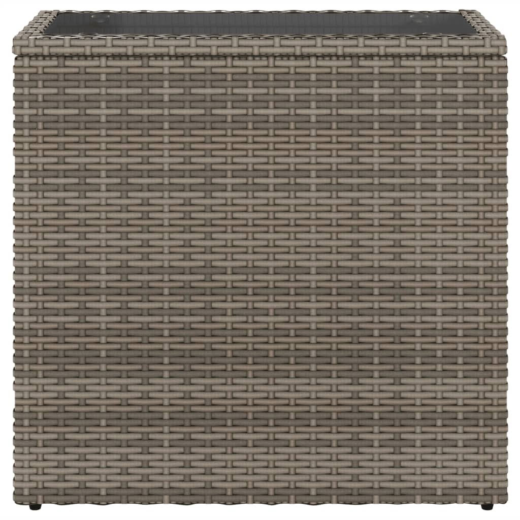 Tuinbijzettafel met glazen blad 58x27,5x55 cm poly rattan grijs - AllerleiShop