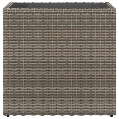 Tuinbijzettafel met glazen blad 58x27,5x55 cm poly rattan grijs - AllerleiShop