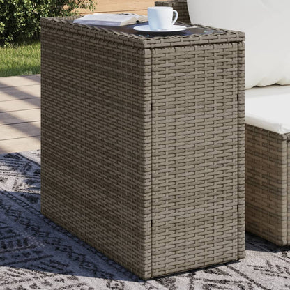 Tuinbijzettafel met glazen blad 58x27,5x55 cm poly rattan grijs - AllerleiShop