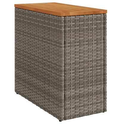 Tuinbijzettafel met houten blad 58x27,5x55 cm poly rattan grijs - AllerleiShop