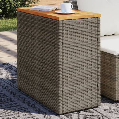 Tuinbijzettafel met houten blad 58x27,5x55 cm poly rattan grijs - AllerleiShop