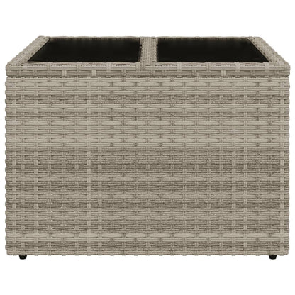 Tuintafel met glazen blad 55x55x37 cm poly rattan lichtgrijs - AllerleiShop