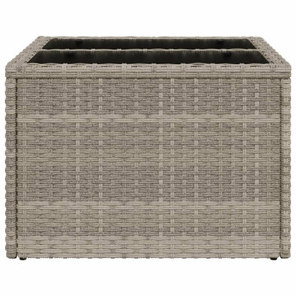 Tuintafel met glazen blad 55x55x37 cm poly rattan lichtgrijs - AllerleiShop