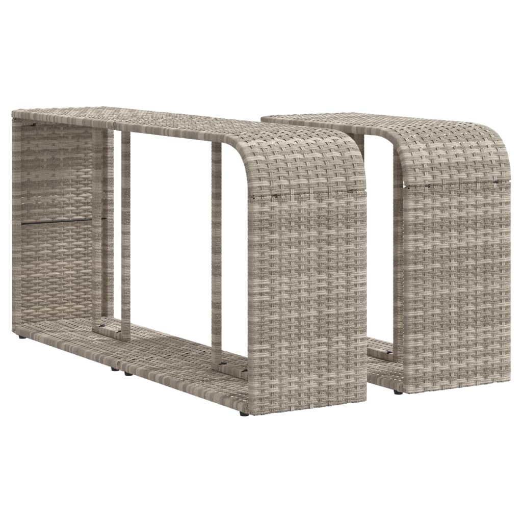 Opbergschappen 2 st poly rattan lichtgrijs - AllerleiShop