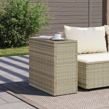 Tuinbijzettafel glasblad 58x27,5x55 cm poly rattan lichtgrijs - AllerleiShop