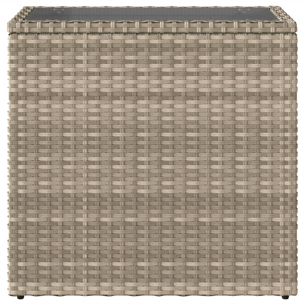 Tuinbijzettafel glasblad 58x27,5x55 cm poly rattan lichtgrijs - AllerleiShop