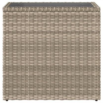 Tuinbijzettafel glasblad 58x27,5x55 cm poly rattan lichtgrijs - AllerleiShop