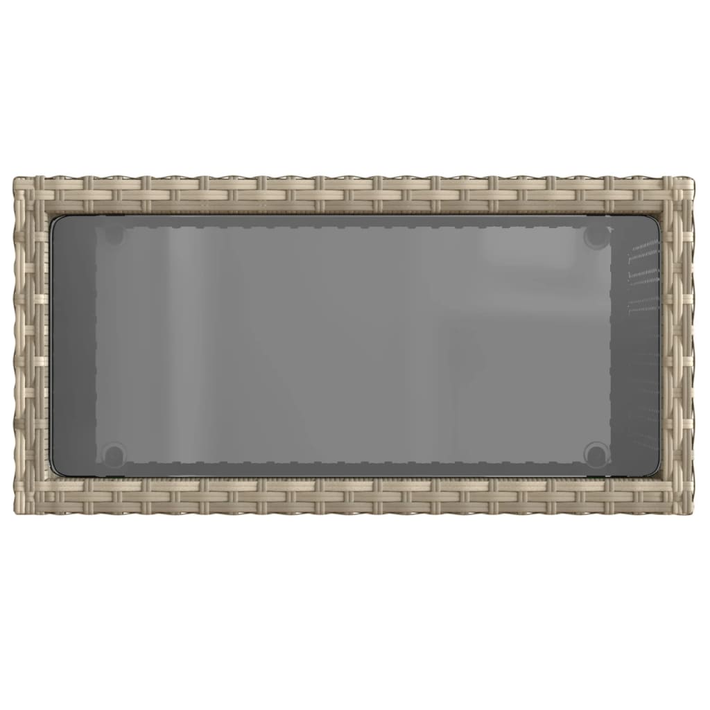 Tuinbijzettafel glasblad 58x27,5x55 cm poly rattan lichtgrijs - AllerleiShop