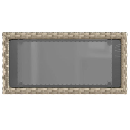 Tuinbijzettafel glasblad 58x27,5x55 cm poly rattan lichtgrijs - AllerleiShop