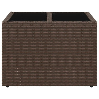 Tuintafel met glazen blad 55x55x37 cm poly rattan bruin - AllerleiShop