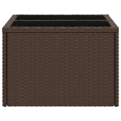 Tuintafel met glazen blad 55x55x37 cm poly rattan bruin - AllerleiShop