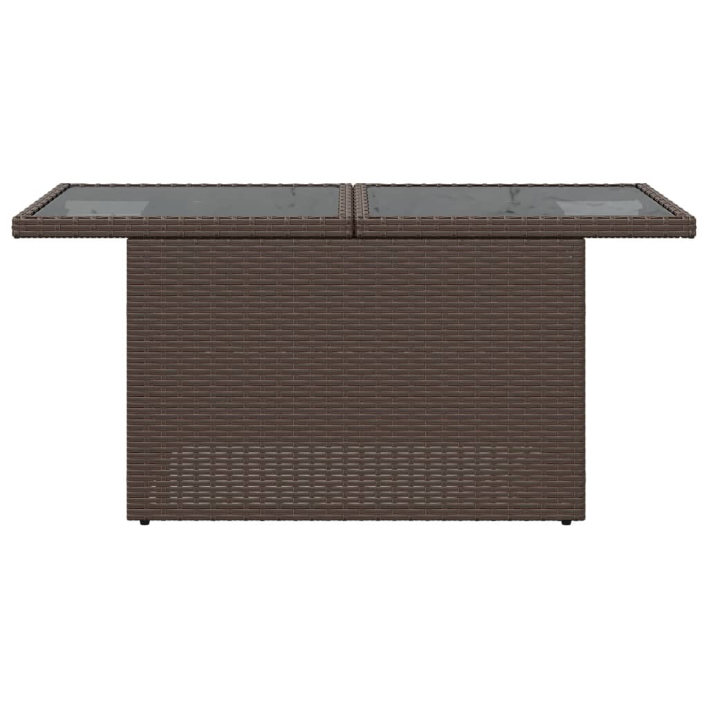 Tuintafel met glazen blad 100x55x73 cm poly rattan bruin - AllerleiShop