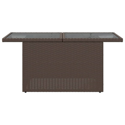 Tuintafel met glazen blad 100x55x73 cm poly rattan bruin - AllerleiShop