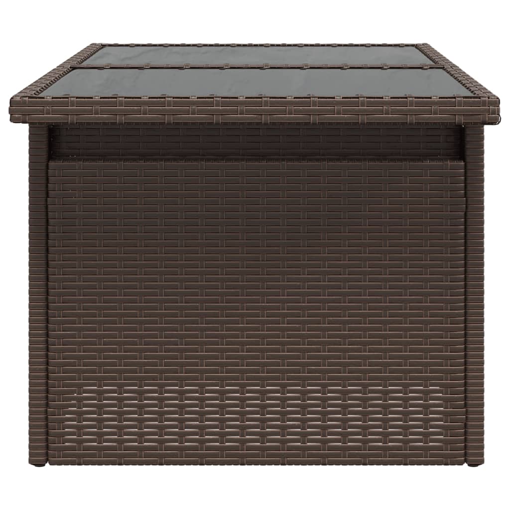 Tuintafel met glazen blad 100x55x73 cm poly rattan bruin - AllerleiShop