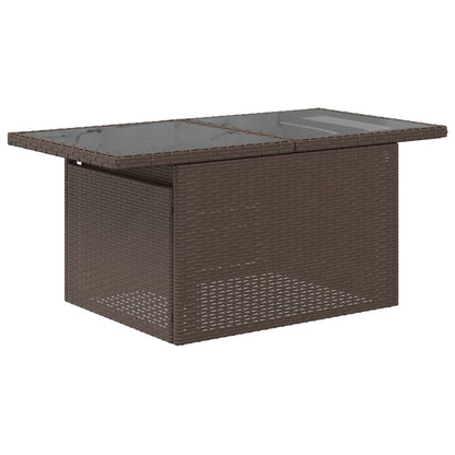 Tuintafel met glazen blad 100x55x73 cm poly rattan bruin - AllerleiShop