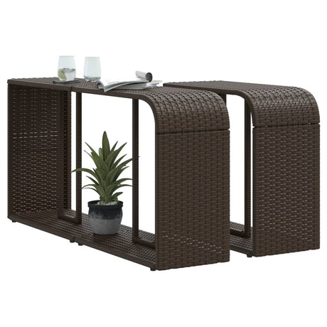 Opbergschappen 2 st poly rattan bruin - AllerleiShop