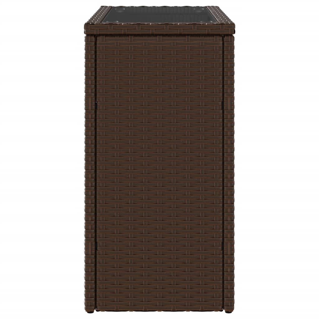 Tuinbijzettafel met glazen blad 58x27,5x55 cm poly rattan bruin - AllerleiShop