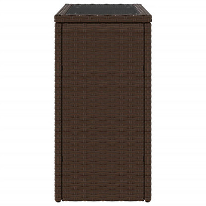 Tuinbijzettafel met glazen blad 58x27,5x55 cm poly rattan bruin - AllerleiShop