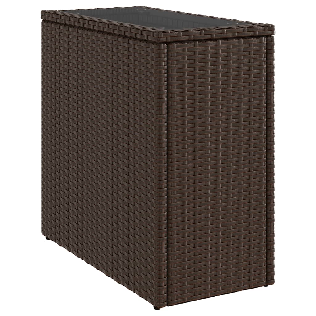 Tuinbijzettafel met glazen blad 58x27,5x55 cm poly rattan bruin - AllerleiShop