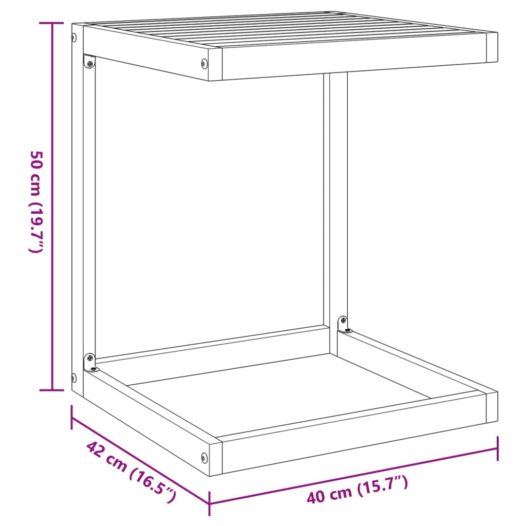 Bijzettafel C-vormig 42x40x50 cm massief acaciahout - AllerleiShop