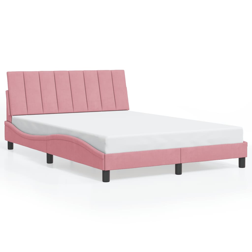 Bedframe met hoofdeinde fluweel roze 140x200 cm
