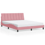 Bedframe met hoofdeinde fluweel roze 160x200 cm