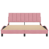 Bedframe met hoofdeinde fluweel roze 160x200 cm