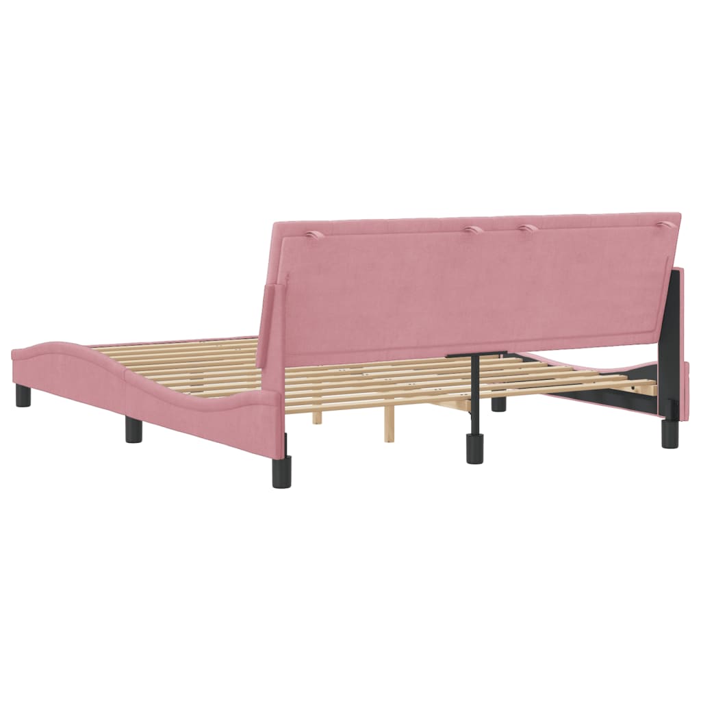 Bedframe met hoofdeinde fluweel roze 160x200 cm