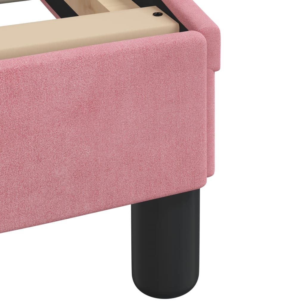 Bedframe met hoofdeinde fluweel roze 160x200 cm