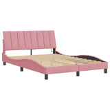 Bedframe met LED-verlichting fluweel roze 140x190 cm