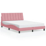 Bedframe met LED-verlichting fluweel roze 140x190 cm