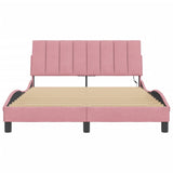 Bedframe met LED-verlichting fluweel roze 140x190 cm