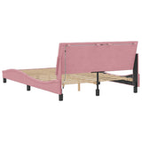 Bedframe met LED-verlichting fluweel roze 140x190 cm