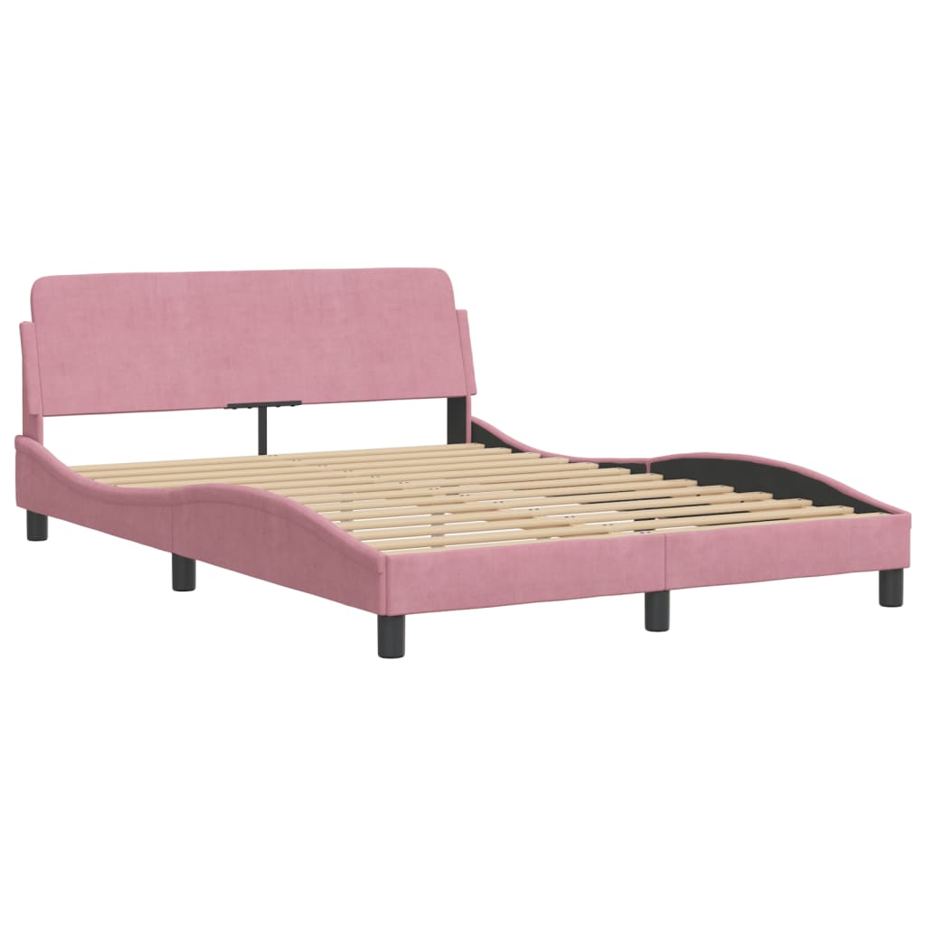 Bedframe met LED-verlichting fluweel roze 140x190 cm