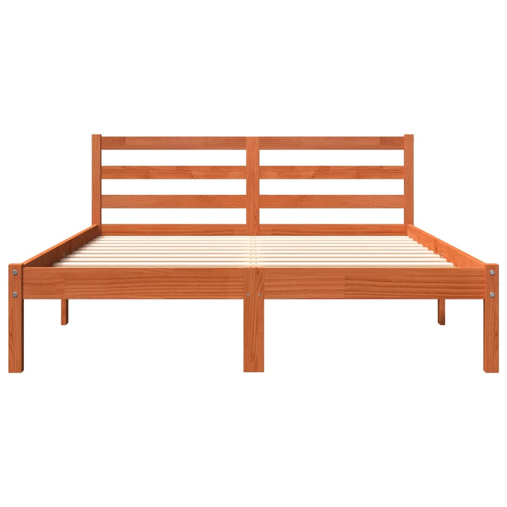 Bedframe zonder matras massief grenenhout wasbruin 135x190 cm