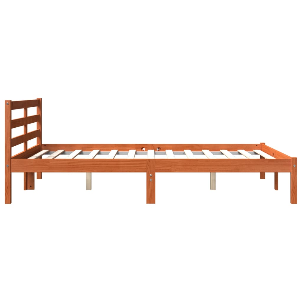 Bedframe zonder matras massief grenenhout wasbruin 135x190 cm