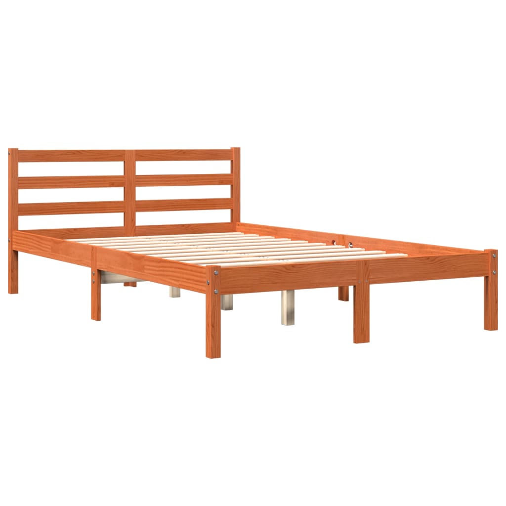 Bedframe zonder matras massief grenenhout wasbruin 140x200 cm