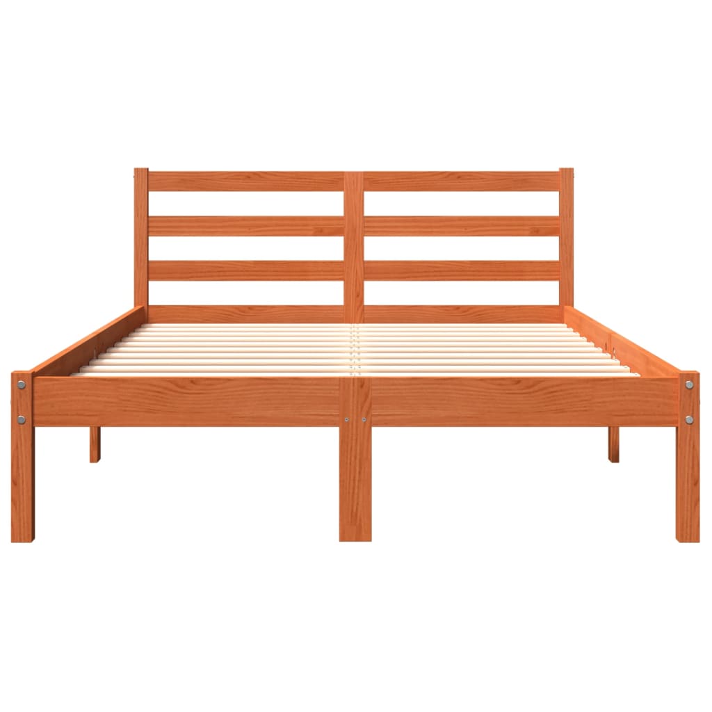 Bedframe zonder matras massief grenenhout wasbruin 140x200 cm