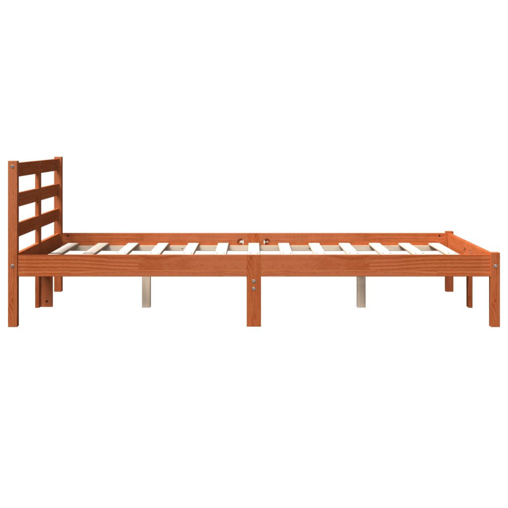 Bedframe zonder matras massief grenenhout wasbruin 140x200 cm