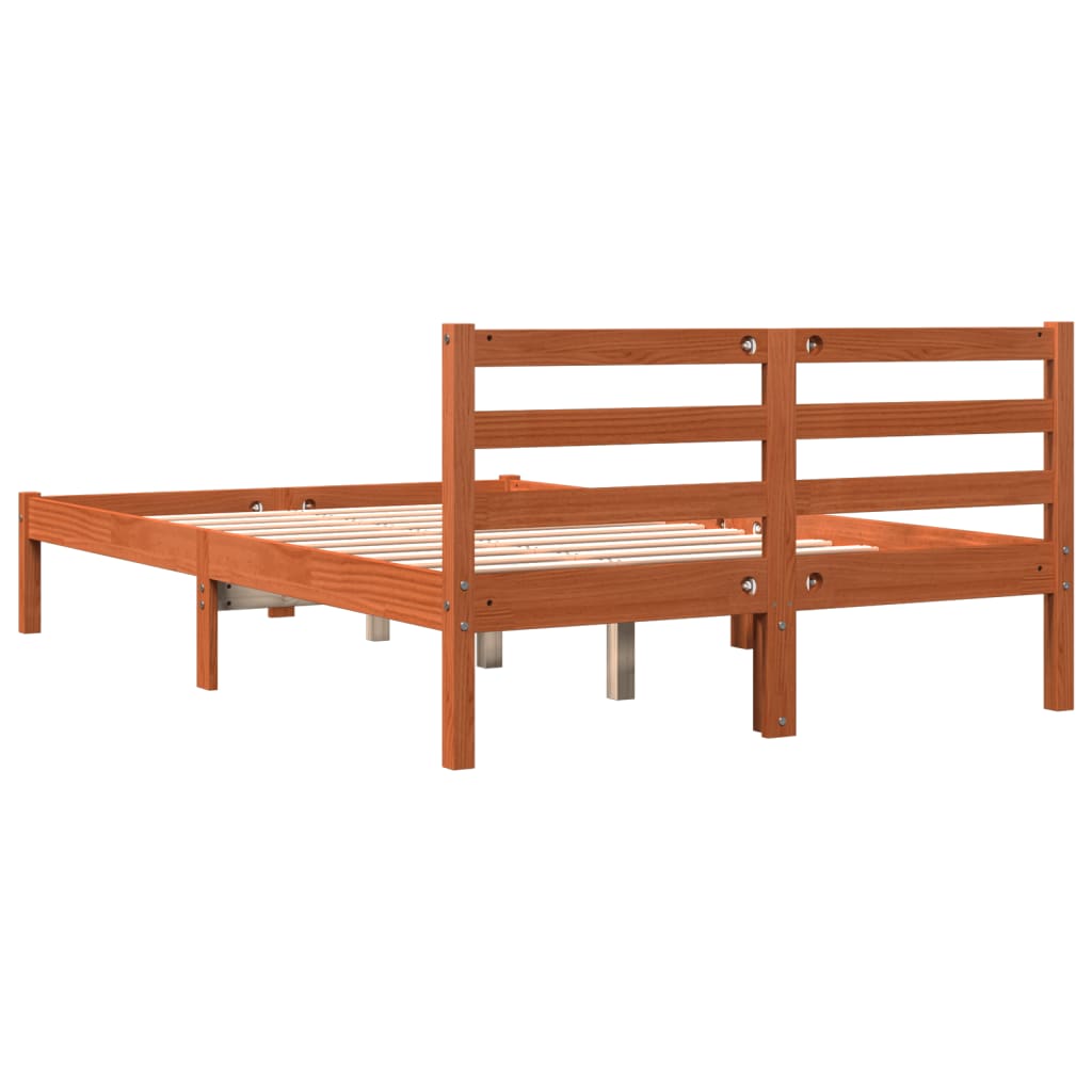 Bedframe zonder matras massief grenenhout wasbruin 140x200 cm