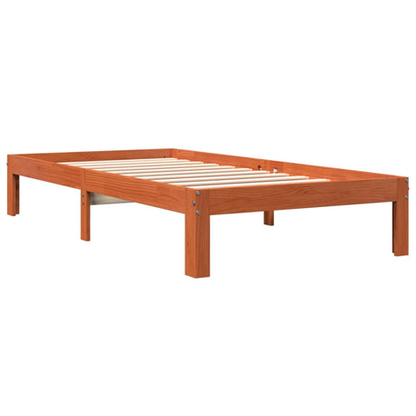 Bedframe zonder matras massief grenenhout wasbruin 100x200 cm