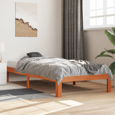 Bedframe zonder matras massief grenenhout wasbruin 100x200 cm