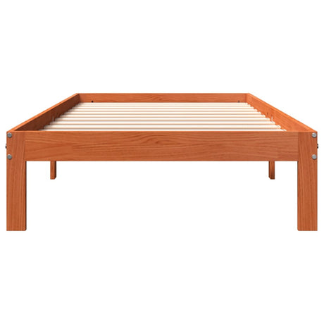 Bedframe zonder matras massief grenenhout wasbruin 100x200 cm
