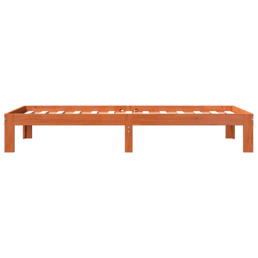 Bedframe zonder matras massief grenenhout wasbruin 100x200 cm