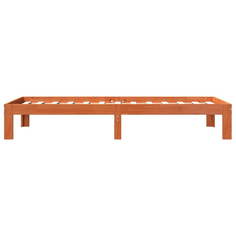 Bedframe zonder matras massief grenenhout wasbruin 100x200 cm
